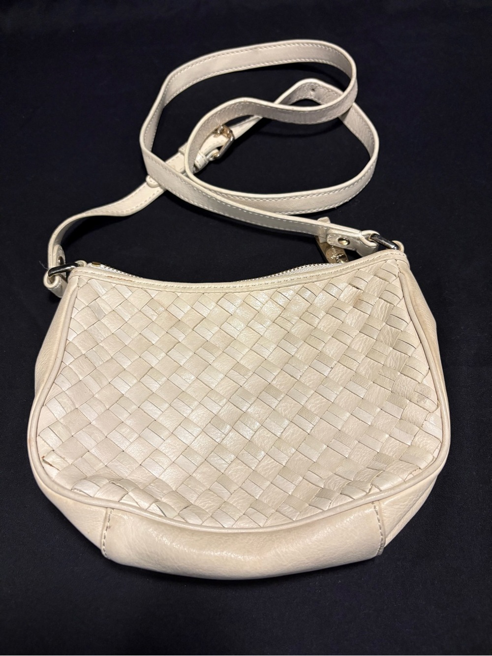 Cole Haan Ivory/Bone Woven Leather Crossbody